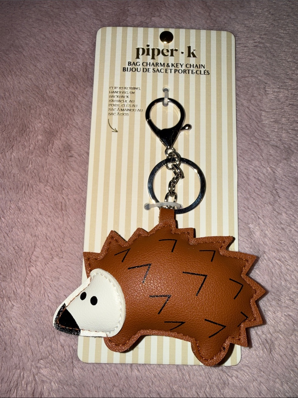🦔 Piper K Brown Hedgehog Bag Charm & Key Chain